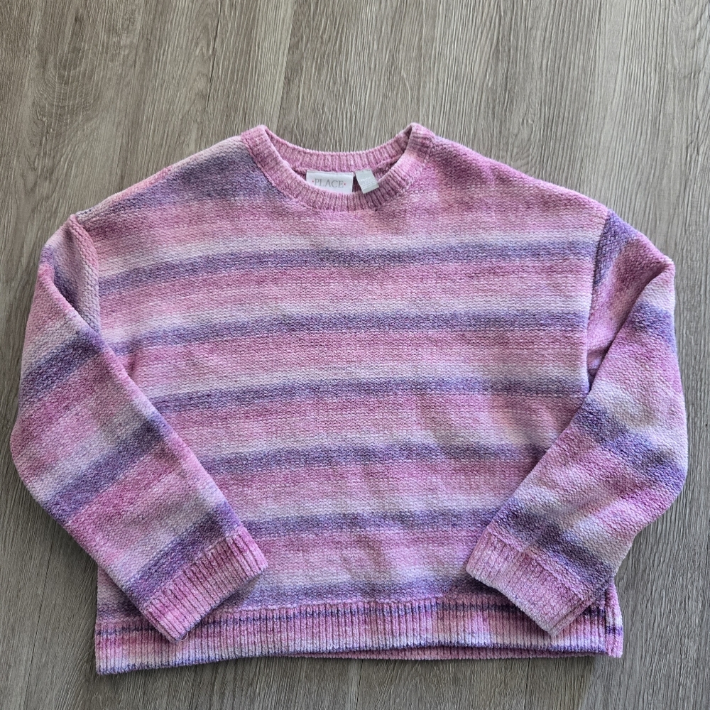 Girls Striped Pink and Purple Sweater
